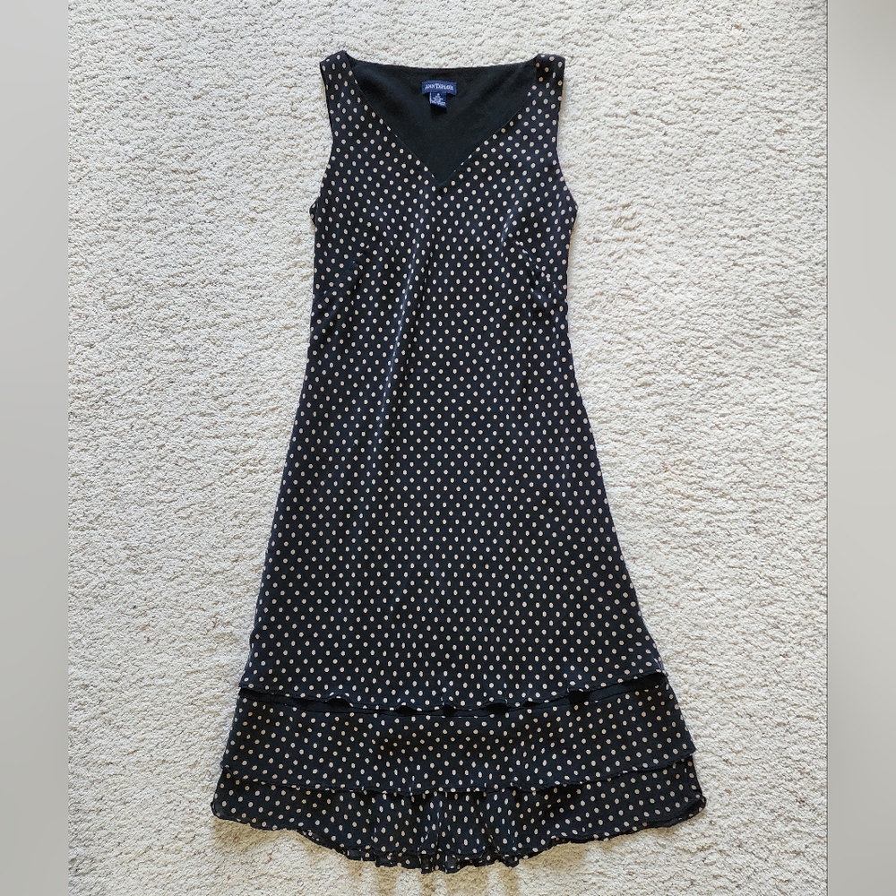 Ann Taylor Black Polka Dot Dress 100% Silk